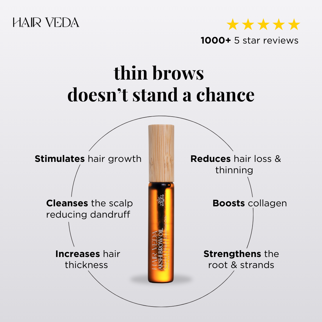 Hair Veda hair growth serum bottle with a sleek design, promoting healthy hair growth and nourishment.